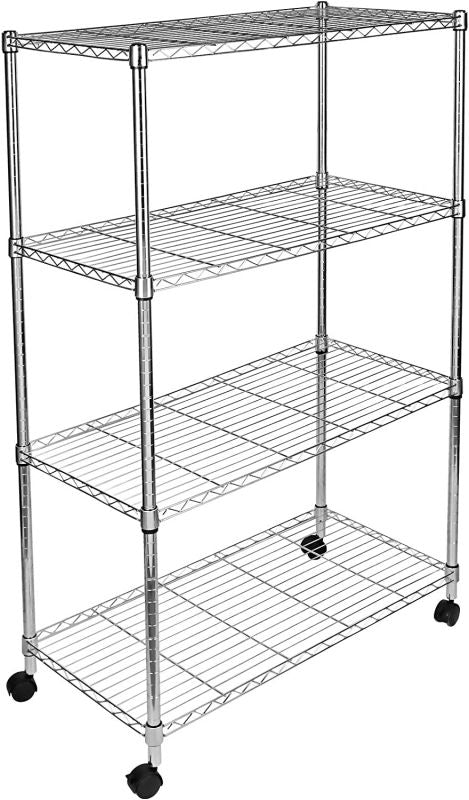 Simplelux Adjustable Steel Storage Chrome Shelves 4-Tier