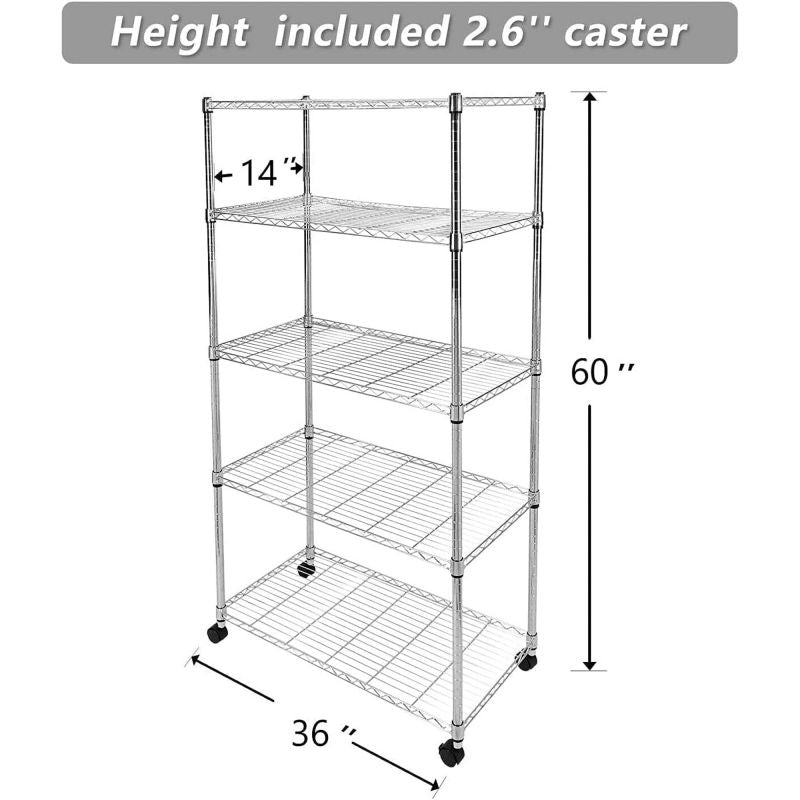 Simplelux 5 Tier Storage Racks and Shelving ,Heavy Steel Material Pantry Shelves