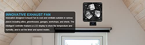 Simplelux 12 inch Shutter Exhaust Fan with Temperature Humidity Controller